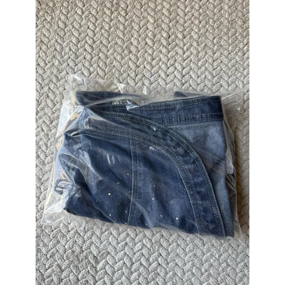 Girls Justice Denim Cropped Denim Short Sleeve Jacket With Rhinestones Sz 16/18